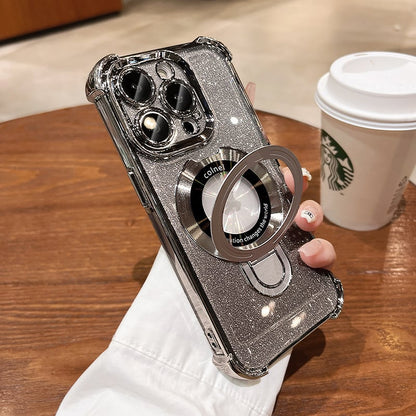 🔥New In Phone Case for iPhone 16 Series - Four Corners Air Cushion Anti-fall Case for iPhone with Invisible Ring Stand