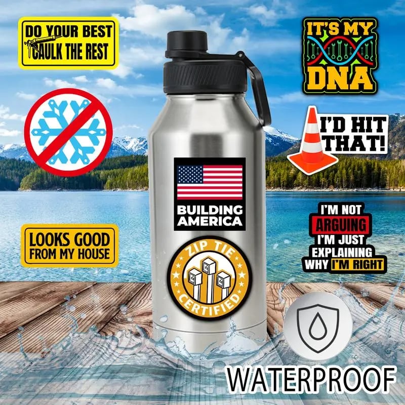 🔥123Pcs Blue Collar Funny Stickers 👷‍♂️