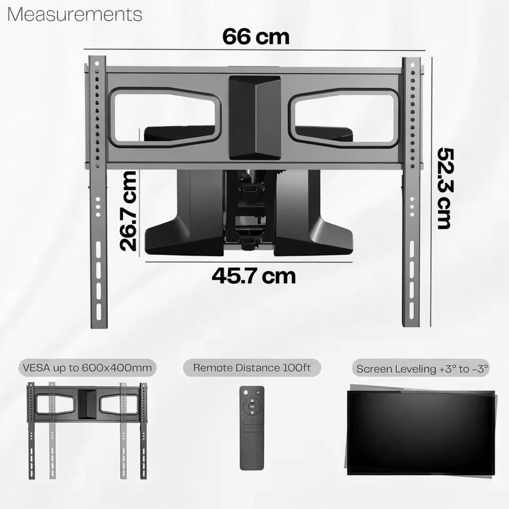 Motorized Fireplace TV Wall Mount for 37"–80" TVs | Remote-Control Pull-Down Full Motion Bracket
