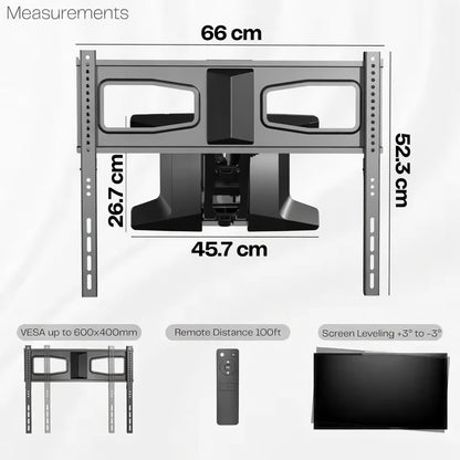 Motorized Fireplace TV Wall Mount for 37"–80" TVs | Remote-Control Pull-Down Full Motion Bracket